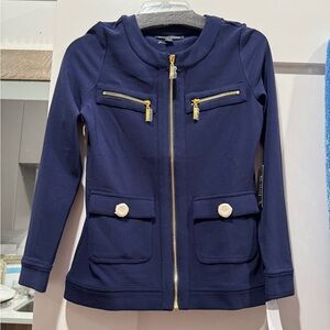 Navy Blue new nwt Boston proper Jacket with Gold Accents & pant, xxs (set)